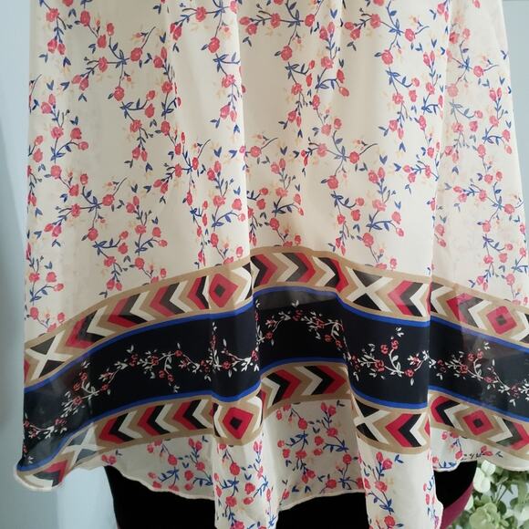 Express Top Y2K Sleeveless Floral Lined Boho Blouse Medium Gypsy Hippie Summer - Picture 6 of 11